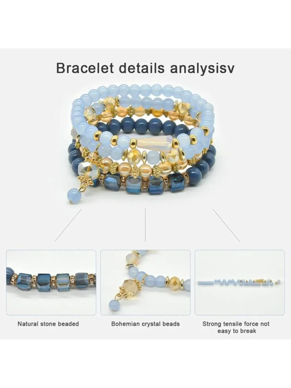 Boho Stackable Bracelet Set for Women - 6 Multi-Color Stretch Hippie Jewelry